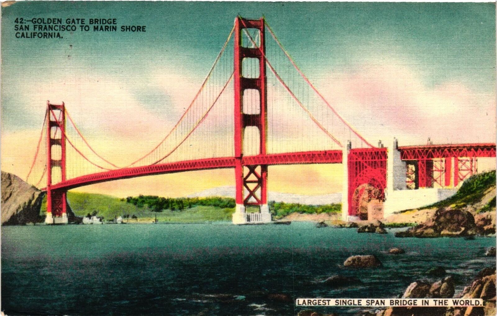 Vintage Postcard- Golden Gate Bridge, San Francisco, CA Posted 1960s