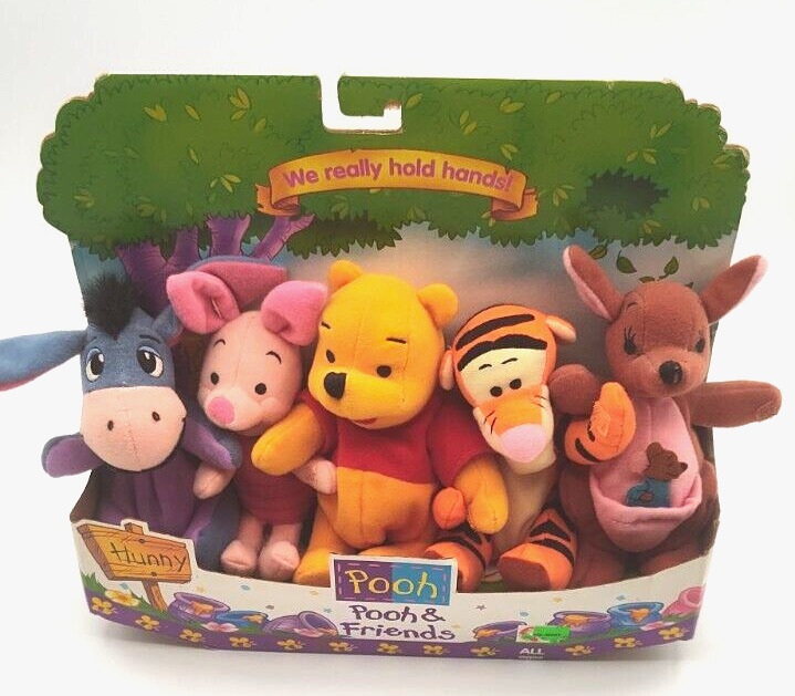 Vintage Mattel Disney Pooh & Friends Plush Toy Set 1997 New Old Stock