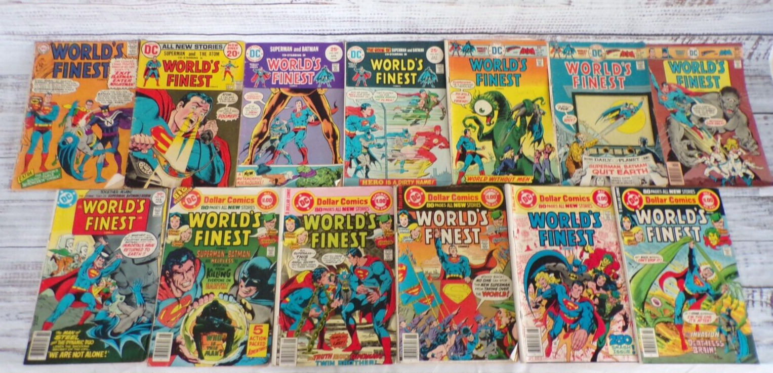 Lot of 13 Vintage WORLD\'S FINEST COMCS Batman Superman DC COMICS Between 155-251