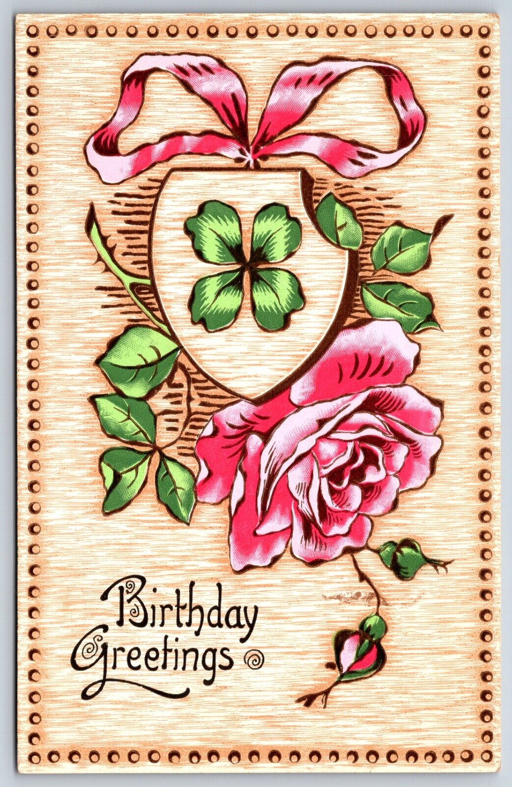 Postcard Birthday Greetings Rose Flower Unposted