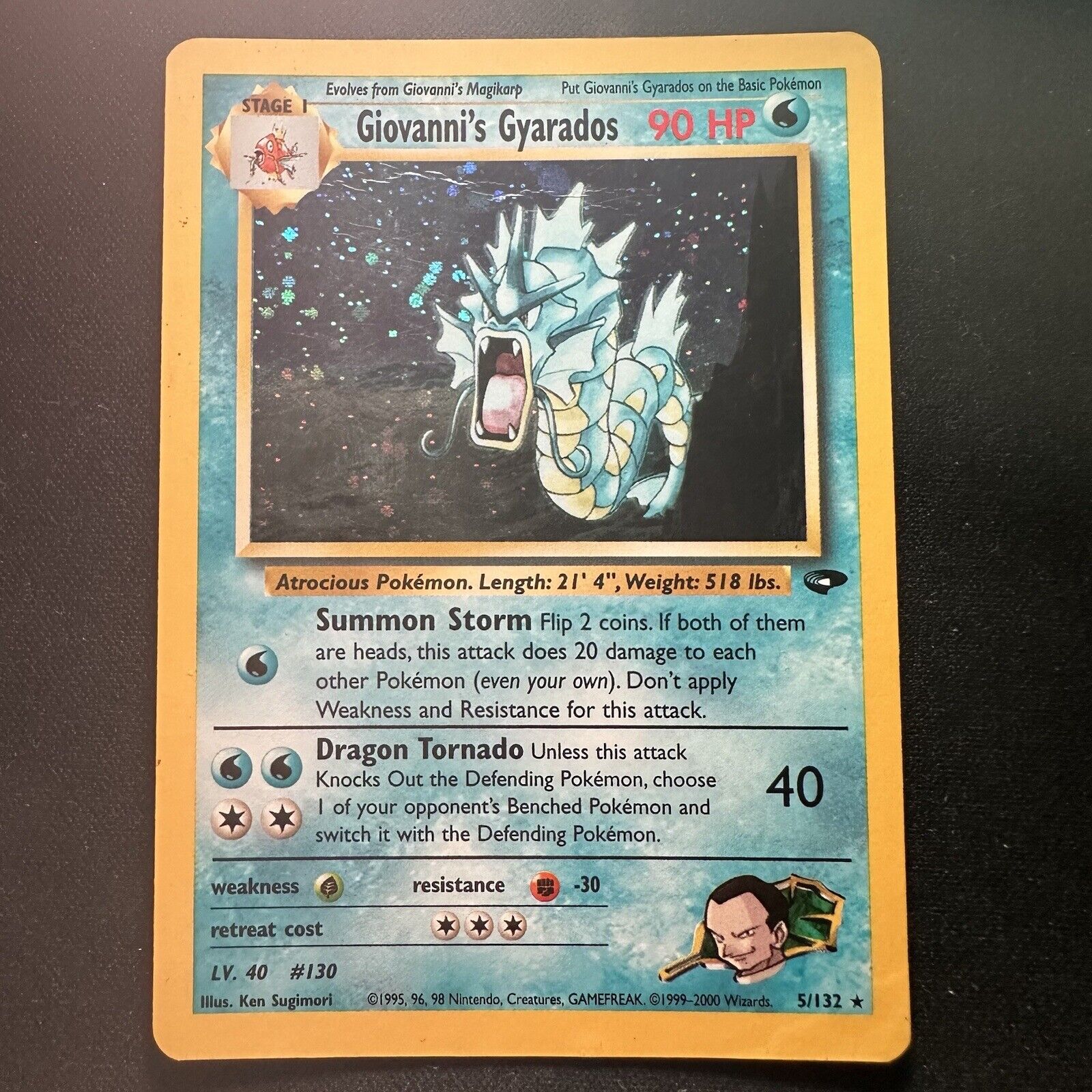 Giovanni’s Gyarados 5/132 Gym Challenge Holo Rare Pokemon Card Creased