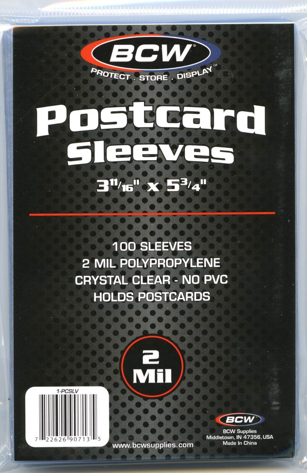 1 Pack Of 100 BCW Archival Standard Size Postcard Sleeves 2 Mil No PVC