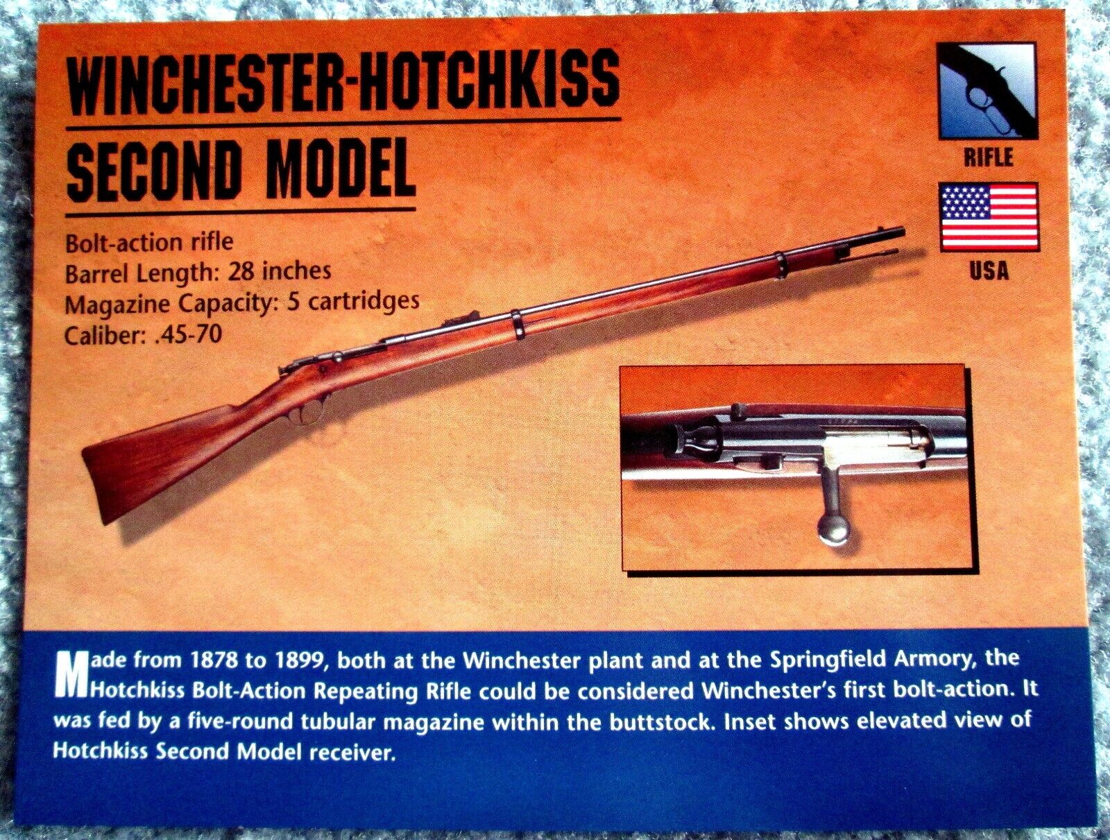 Winchester Hotchkiss Second Model Rifle Classic Firearms Photo Card u