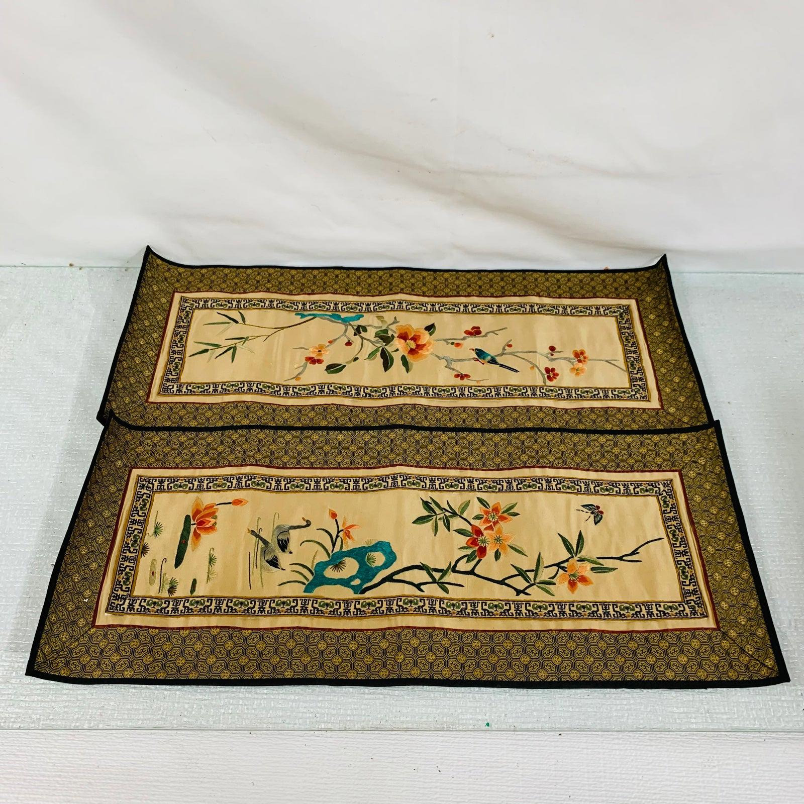 Pair of Vintage Beautiful Silk Asian Style Decorations