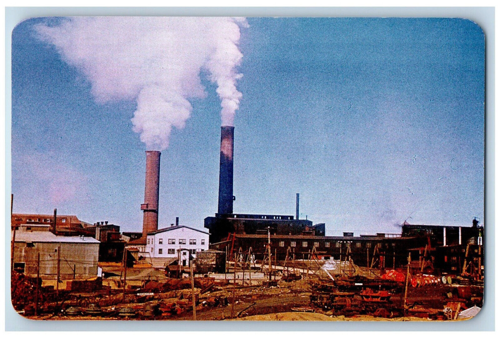 Flin Flon Manitoba Canada Postcard The Smelter Hudson Mining Bay c1950\'s