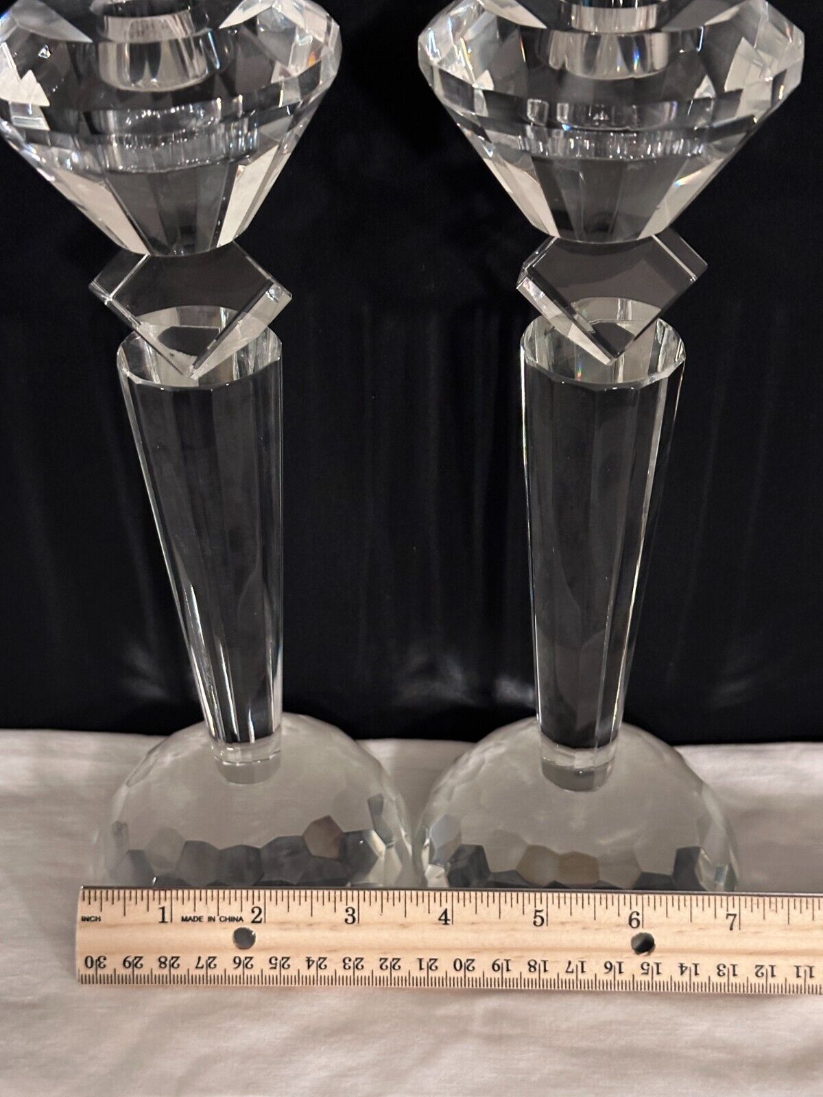 Rare Vintage One of a Kind Pair of Crystal Candle stick holders