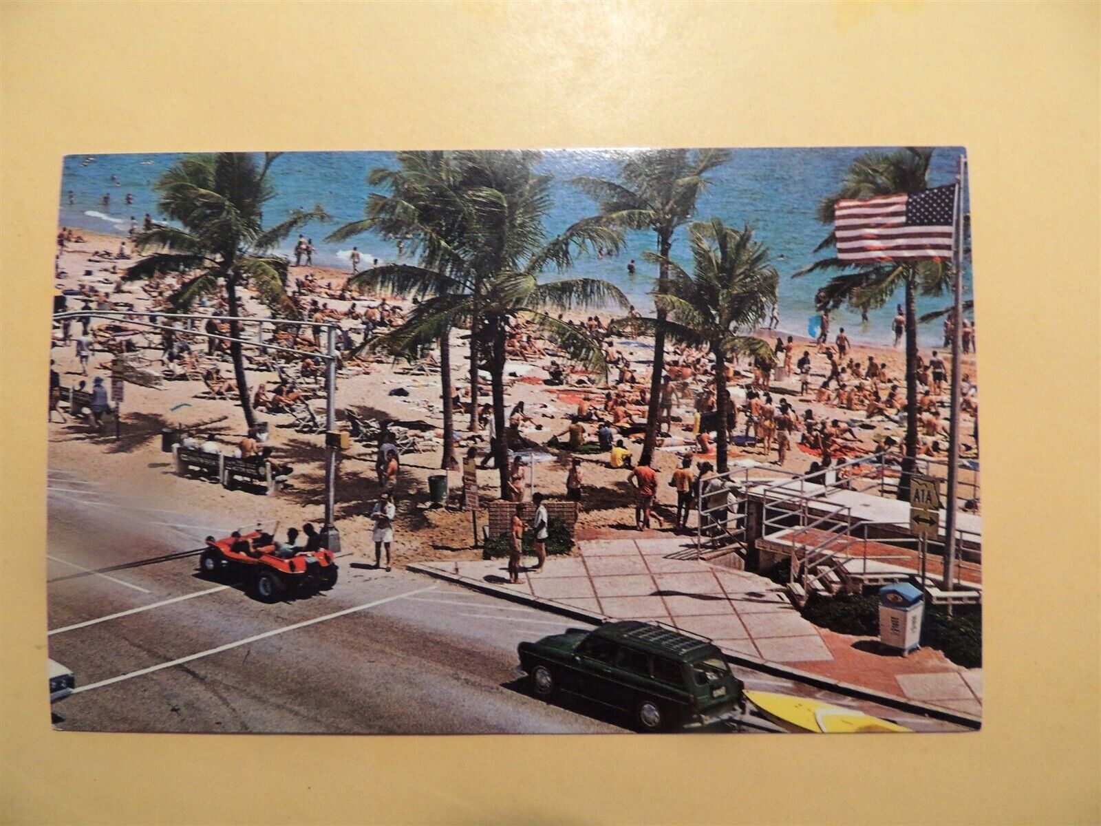 Fort Lauderdale Florida postcard view on Las Olas Boulevard & Atlantic Beach