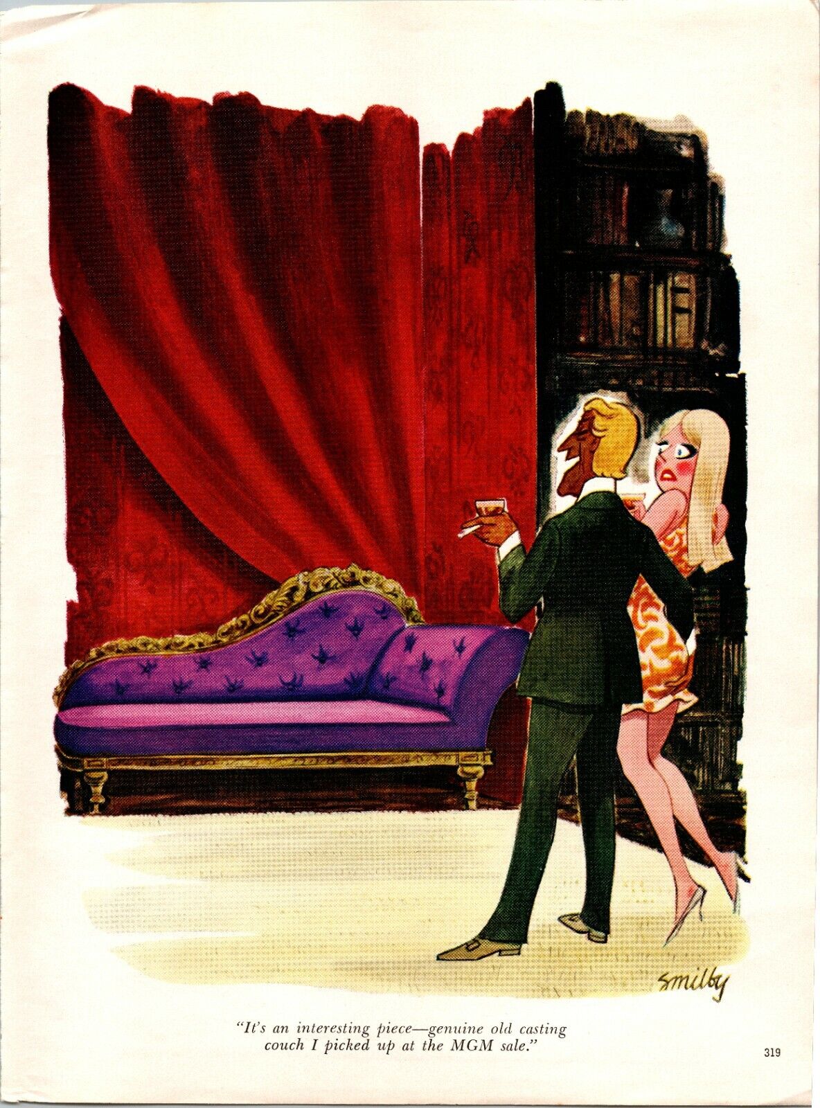 Ephemera, Playboy, Cartoon, Smilby, MGM, Casting Couch, Blonde, CIRCA 1960s