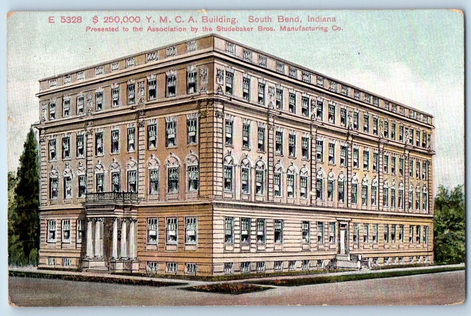South Bend Indiana IN Postcard YMCA Building Exterior View 1911 Vintage Antique