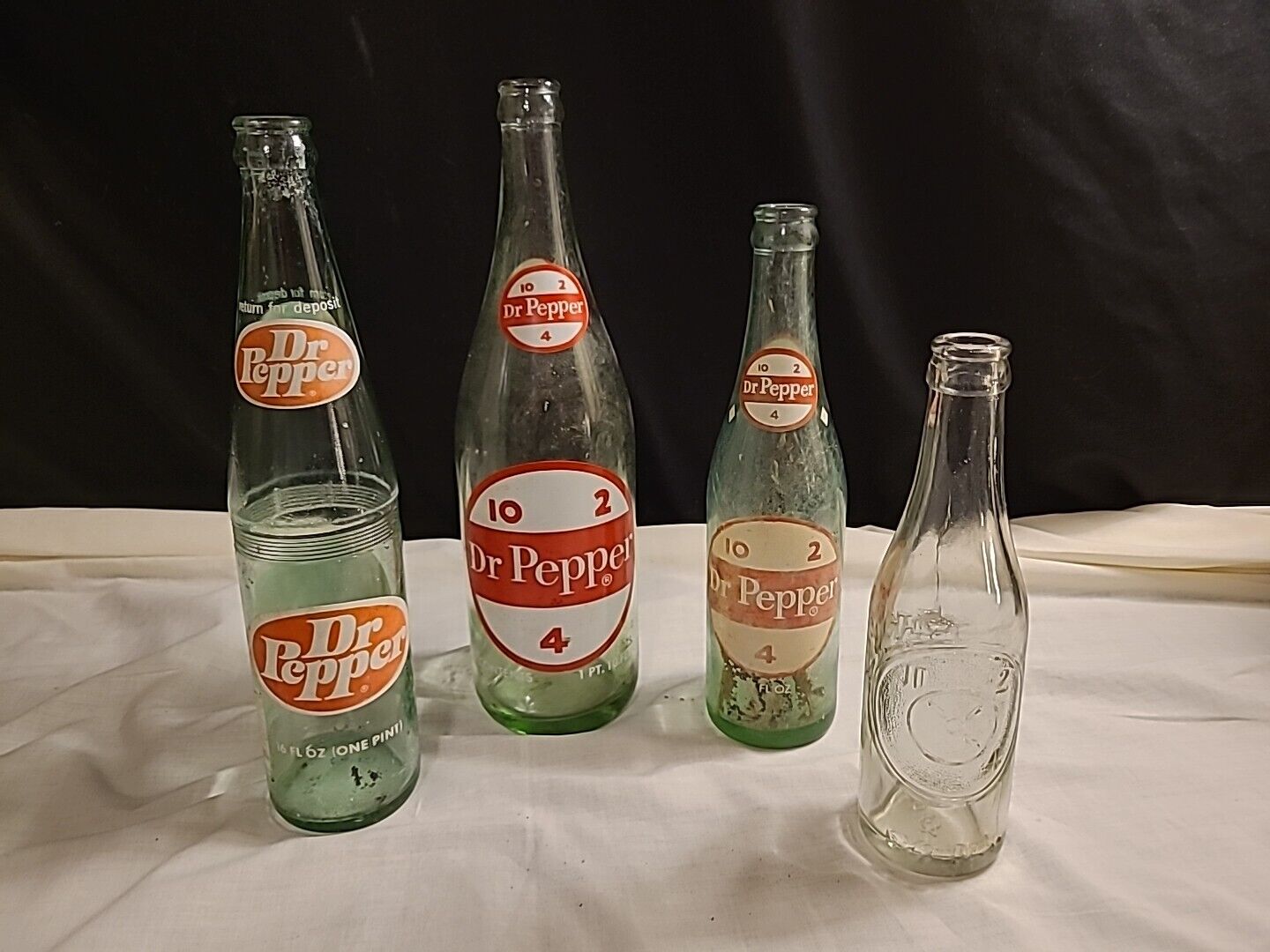 Vintage Dr. Pepper Clear Glass Bottles (Lot Of 4)