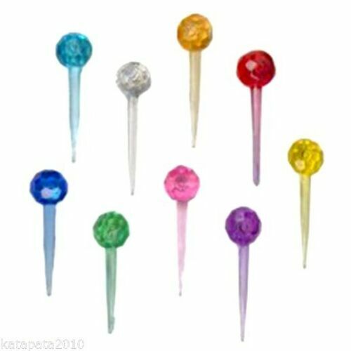 63  Round Faceted Mini Pins for Ceramic Christmas Trees.  **9 COLORS**