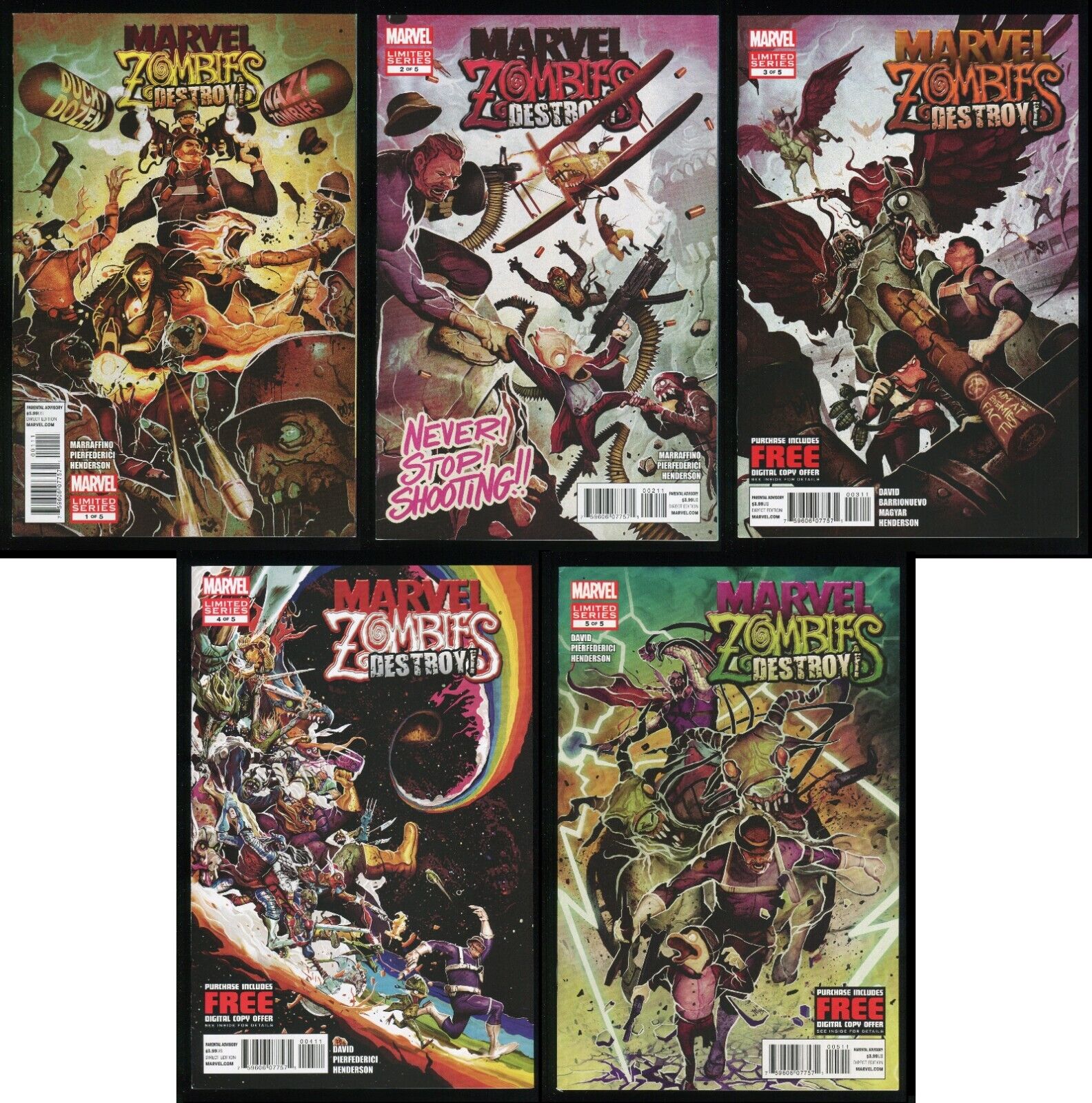 Marvel Zombies Destroy Comic Set 1-2-3-4-5 Lot Horror Nazi Zombies Walking Dead
