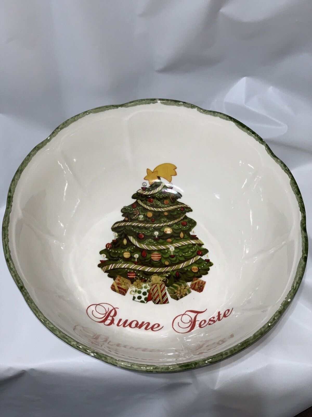 Vintage Italian Christmas Bowl made for M&T  Dist. 13” “Buone Feste”