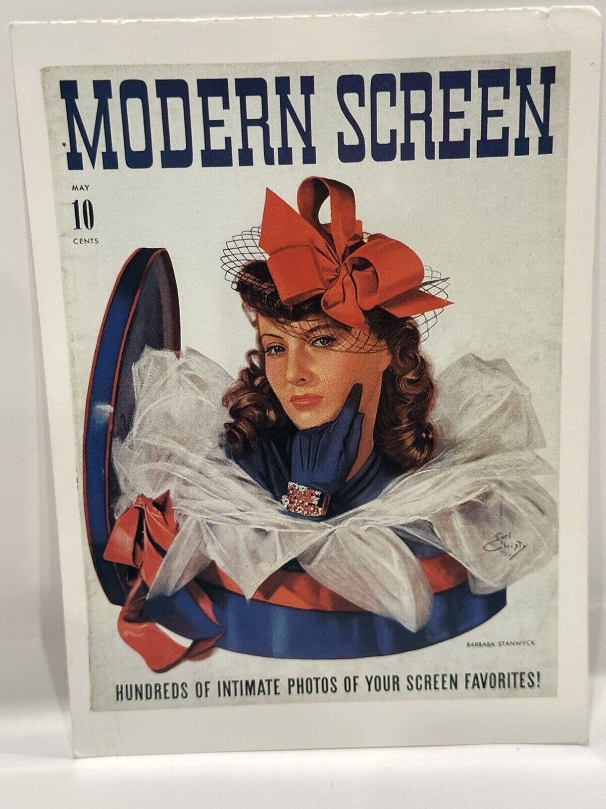 Barbara Stanwyck 1940’s Postcard Color Modern Screen RARE HTF Beautiful