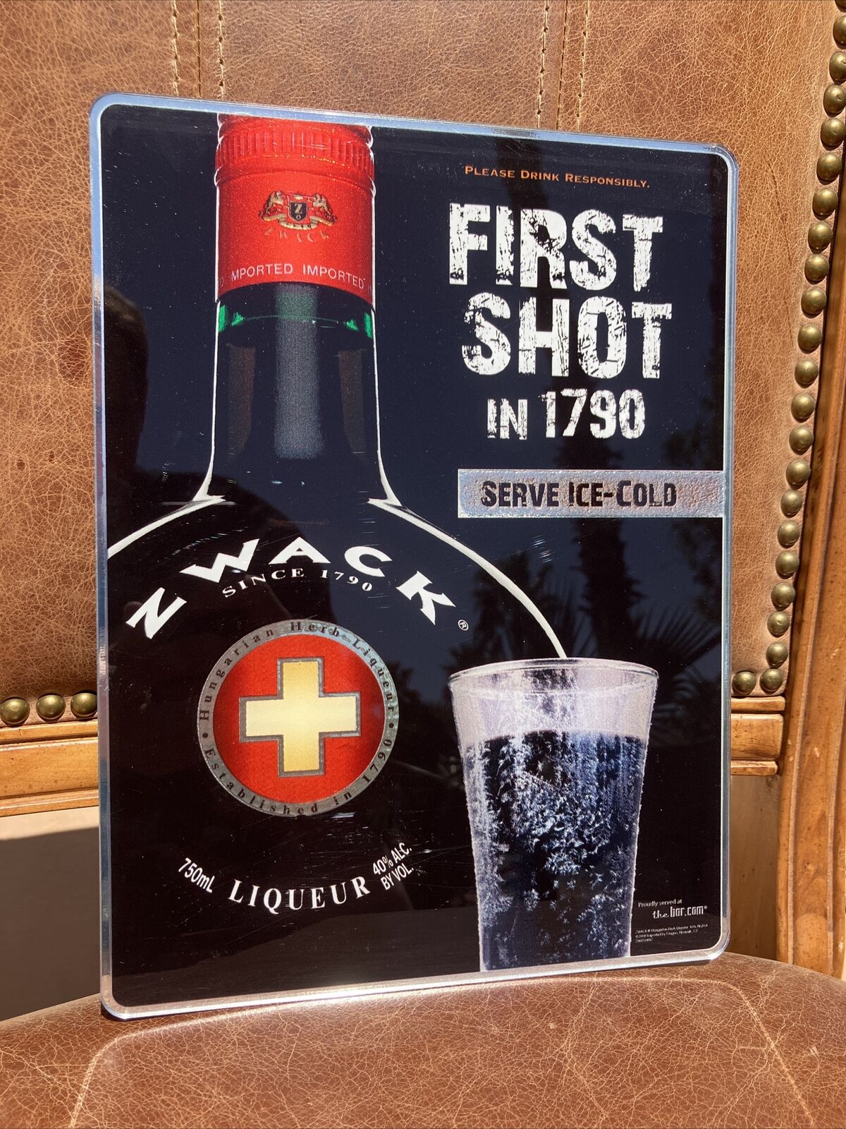 Zwack Liqueur First Shot In 1790 Acrylic Beer Sign Bar Mancave 10”x12”