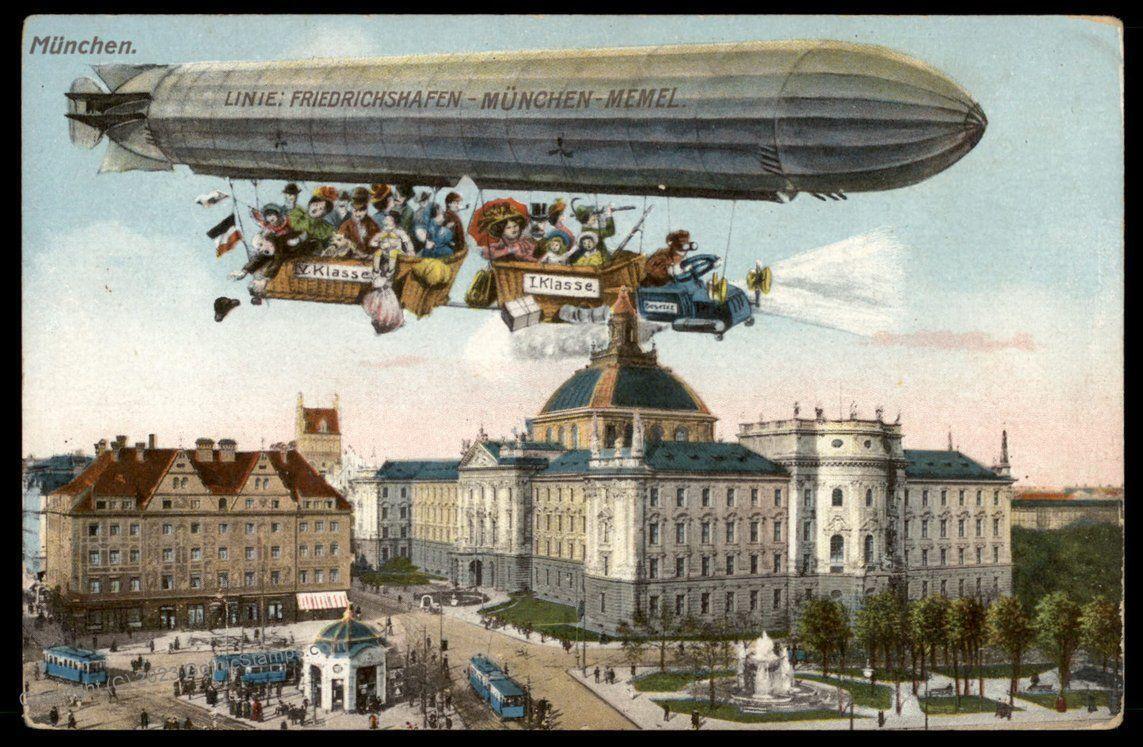 Germany Zeppelin Pioneer Friedrichshafen Muenchen Munich Memel Humor Postc 79101