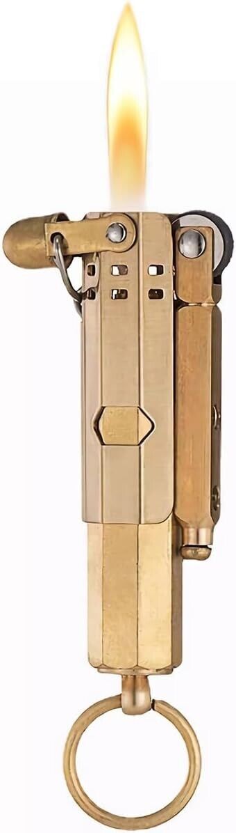 Brass Lighter Antique Creative Lighters Reusable Vintage Trench Windproof Gifts