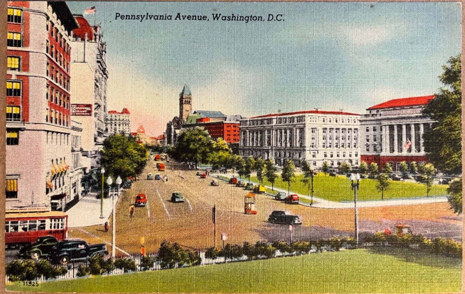Washington DC Main Street Scene Old Cars Pennsylvania Ave Vintage Postcard c1930