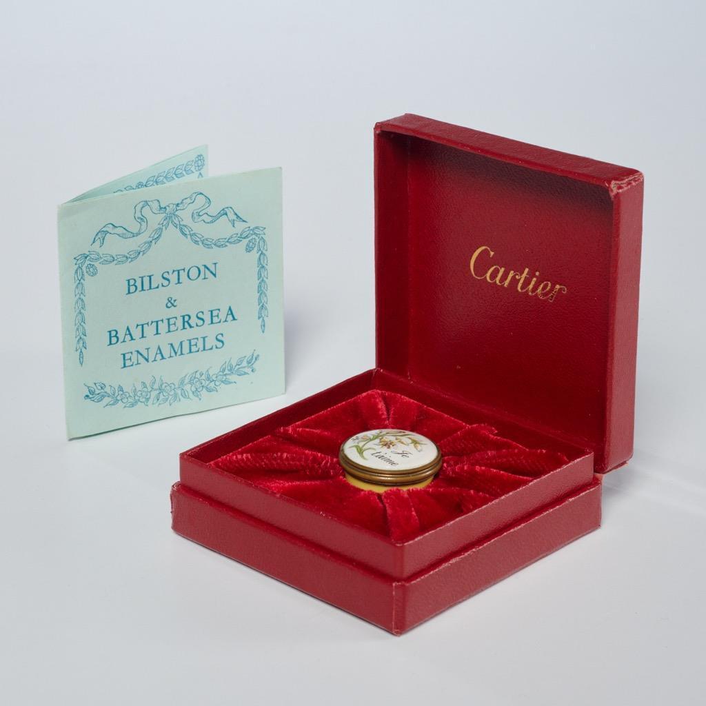 Bilston & Battersea by Halcyon for Cartier Enamel Mini Trinket Box Je T\'aime