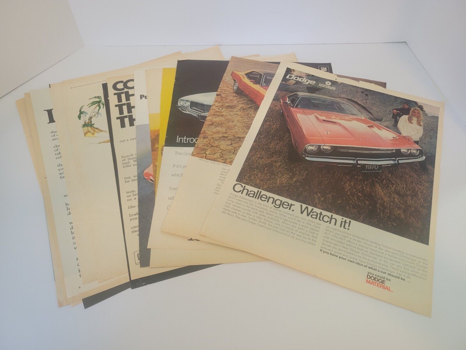Lot Of 20 1970 Car Magazine Ads Ford Dodge Mercury VW Challenger Barracuda 