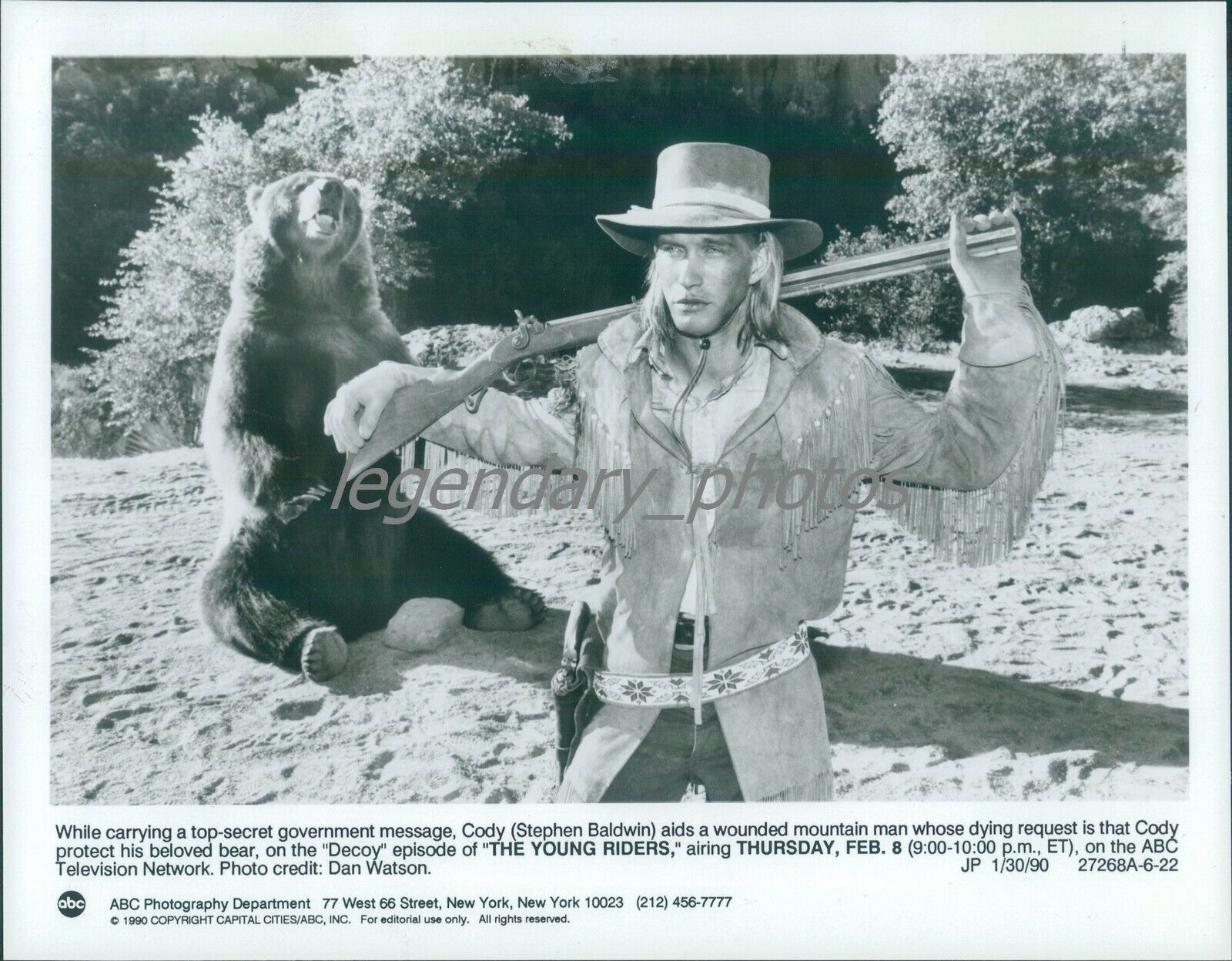 1990 Actor Stephen Baldwin in The Young Riders Original News Service Photo