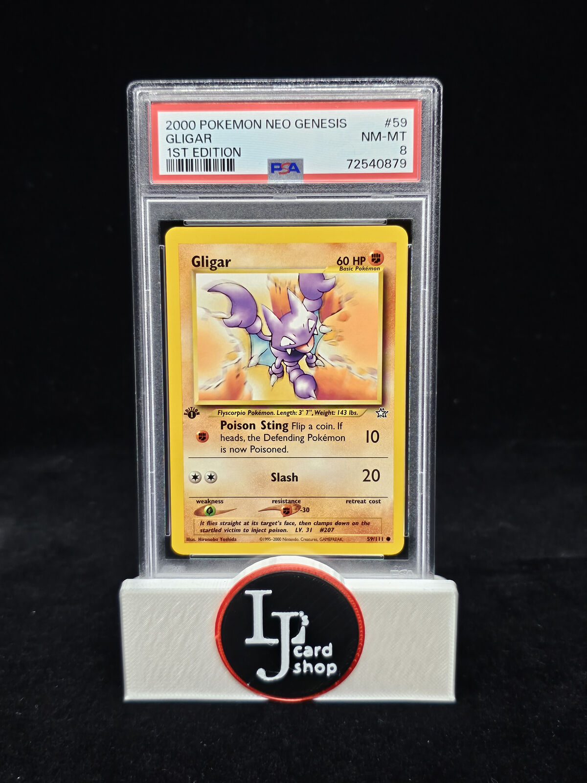 2000 Pokemon Neo Genesis Gligar #59 1st Edition PSA 8 (0879) KJC