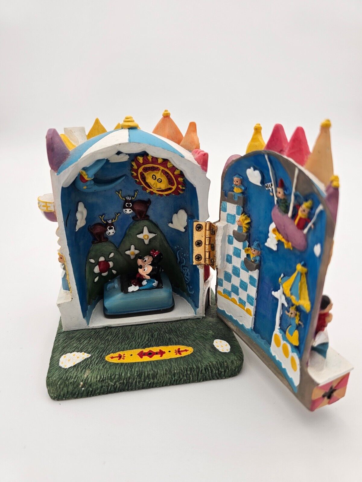 It's A Small World Hinged Resin Box Disneyland RARE W/ Mickey & Mini Car Figure