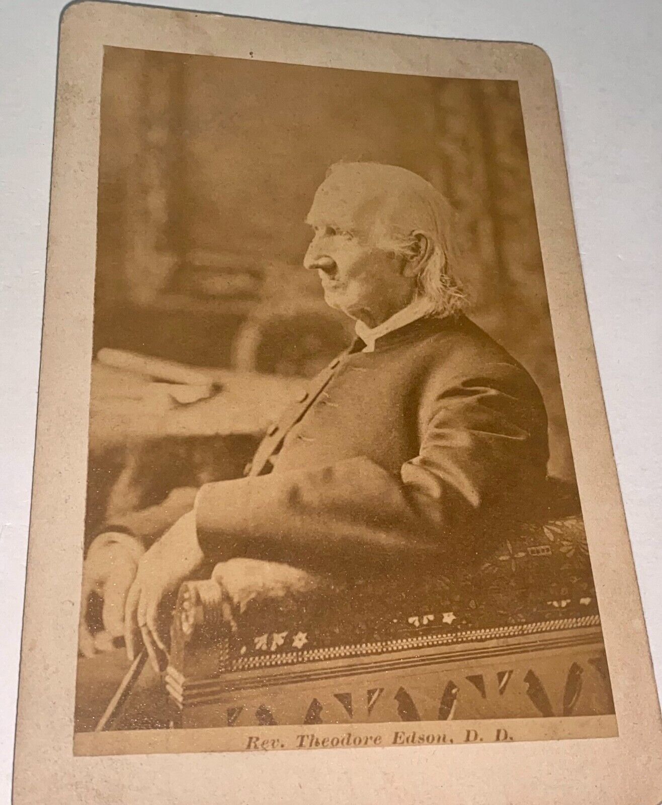 Rare Antique Victorian American Reverend Theodore Edson Lowell MA Cabinet Photo