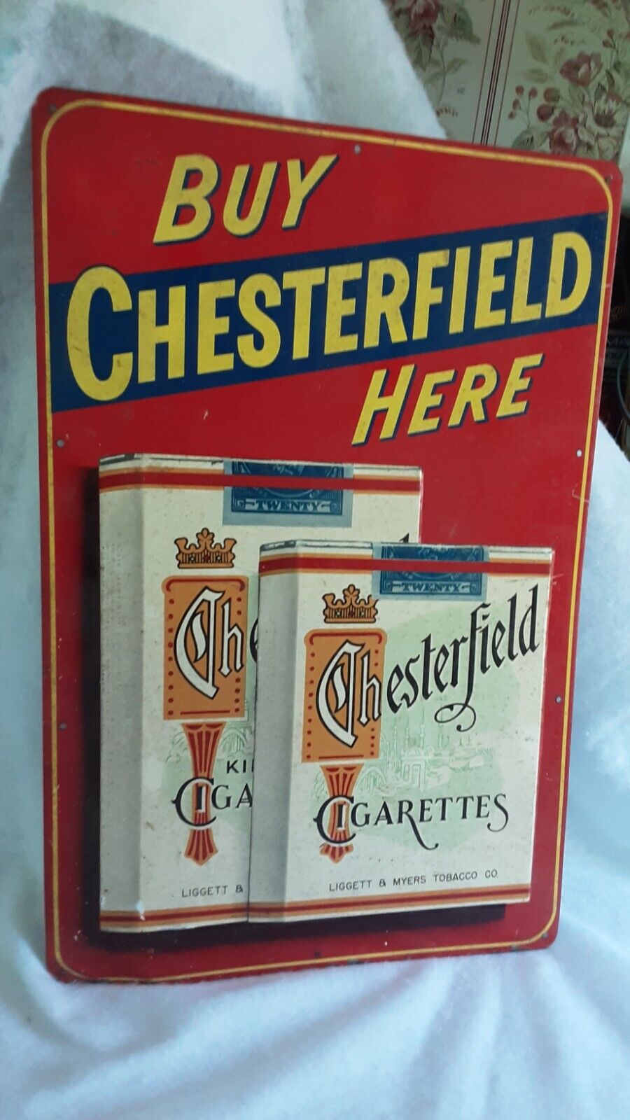 Vintage Chesterfield Tin Cigarette Advertising Sign.1940s - 50s.
