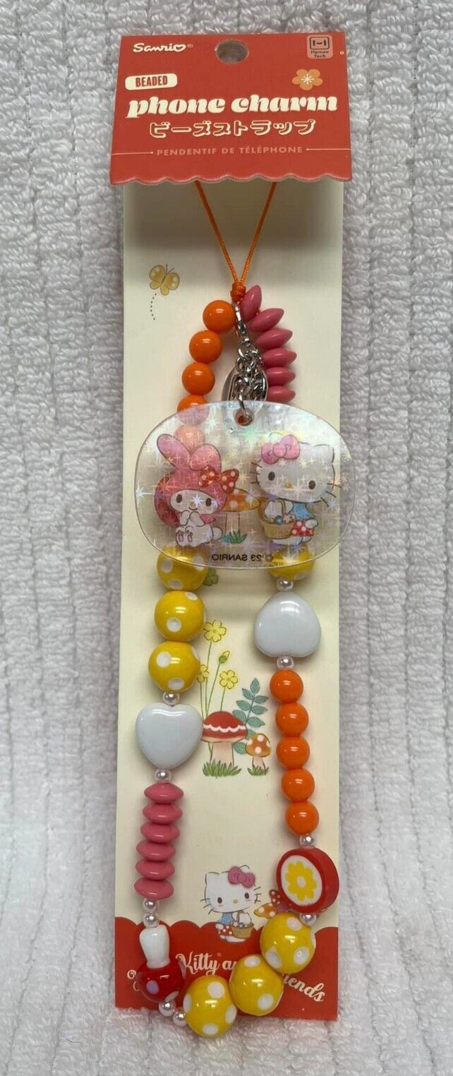 Rare Sanrio Hello Kitty My Melody Hamee Phone Charm Wrist Strap Holographic NEW
