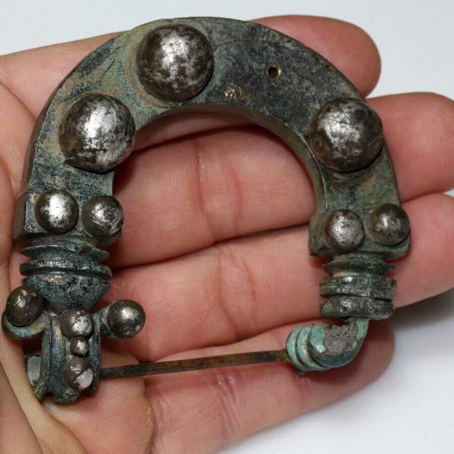 Unique & Massive-Ancient Phrygian bronze & silver fibula brooch circa 800-700 BC