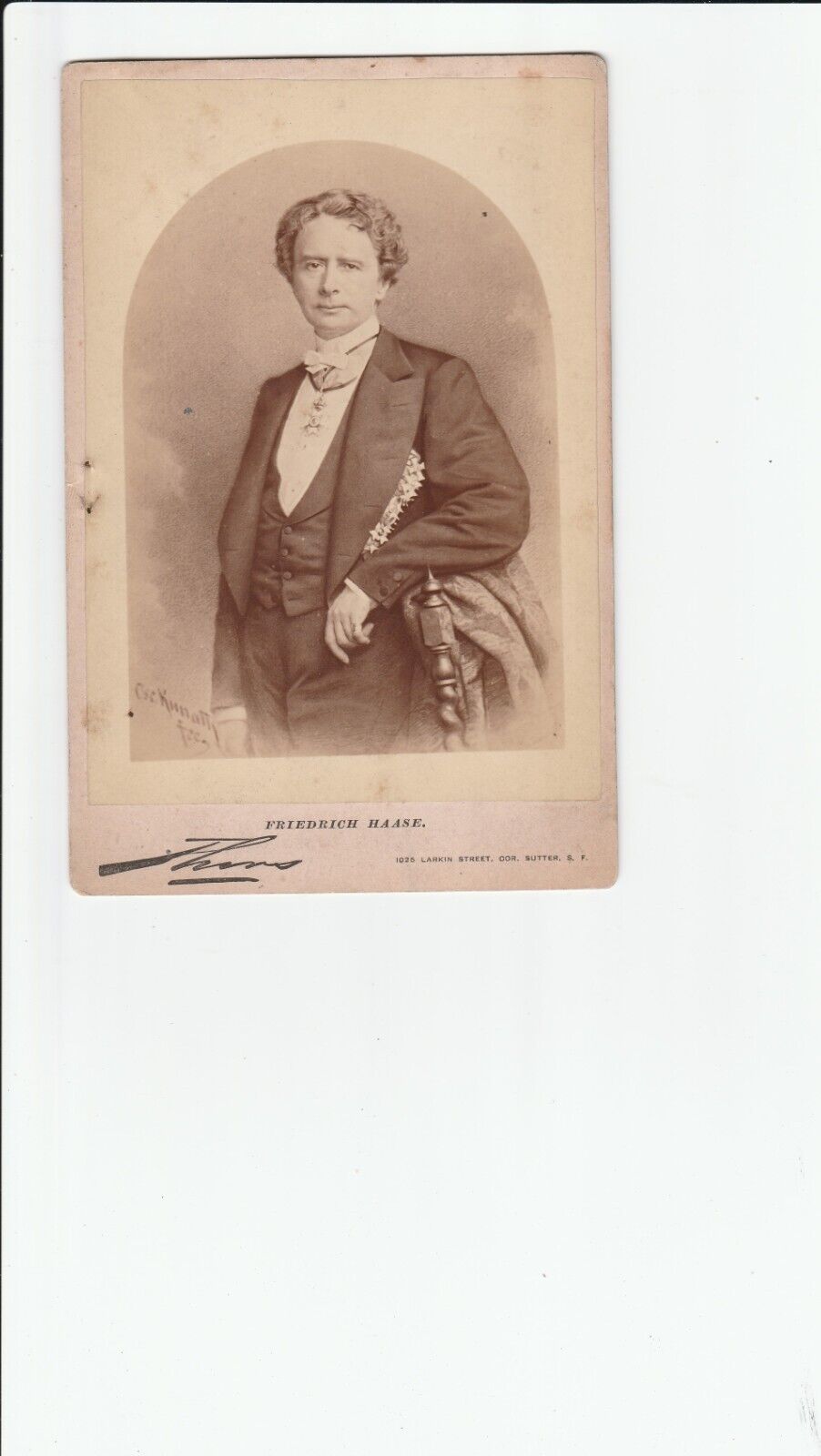 Theatrical Cabinet card GERMAN ACTOR FRIEDRICH HAASE, GREAT AD BACK, S.F. PHOTO