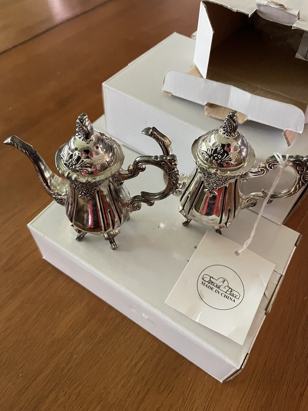 Godinger Silverplate Miniature Teapot Salt and Pepper Shaker Set