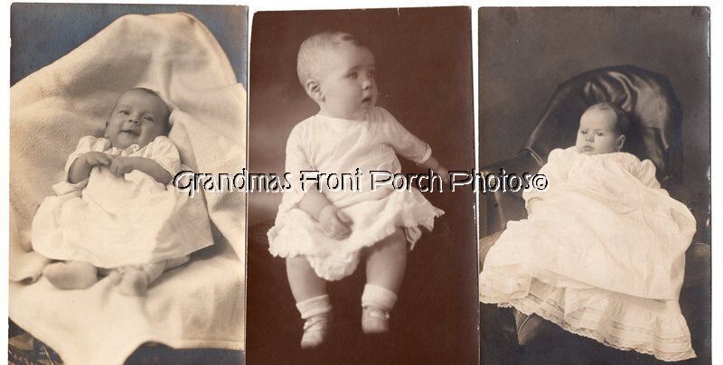 Nice Lot of 3 RPPC  Darling Babies from early 1900s  Antique Photo Postcards