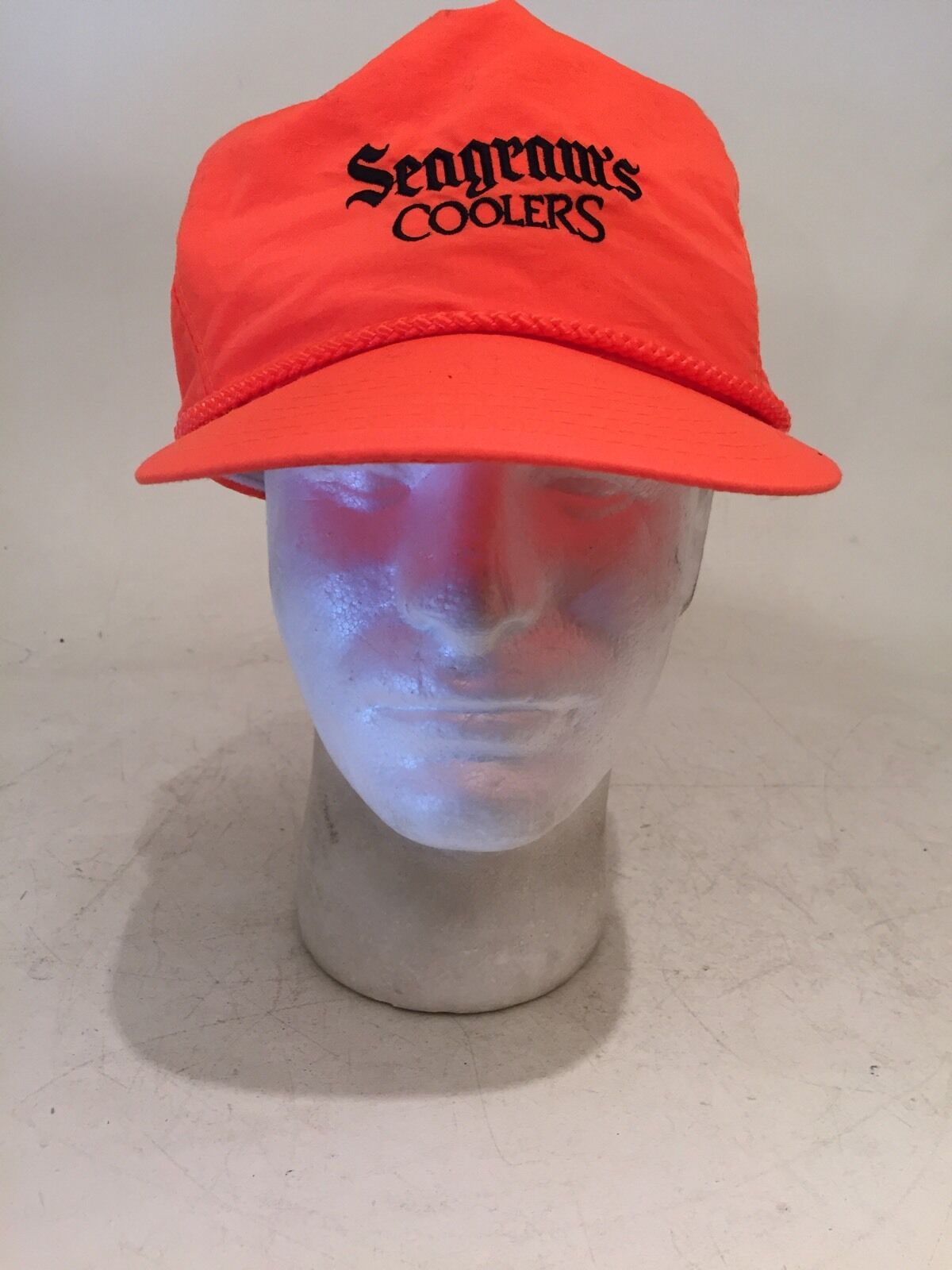 Vintage 1990s Seagrams Coolers Fluorescent Orange SnapBack Hat Cap
