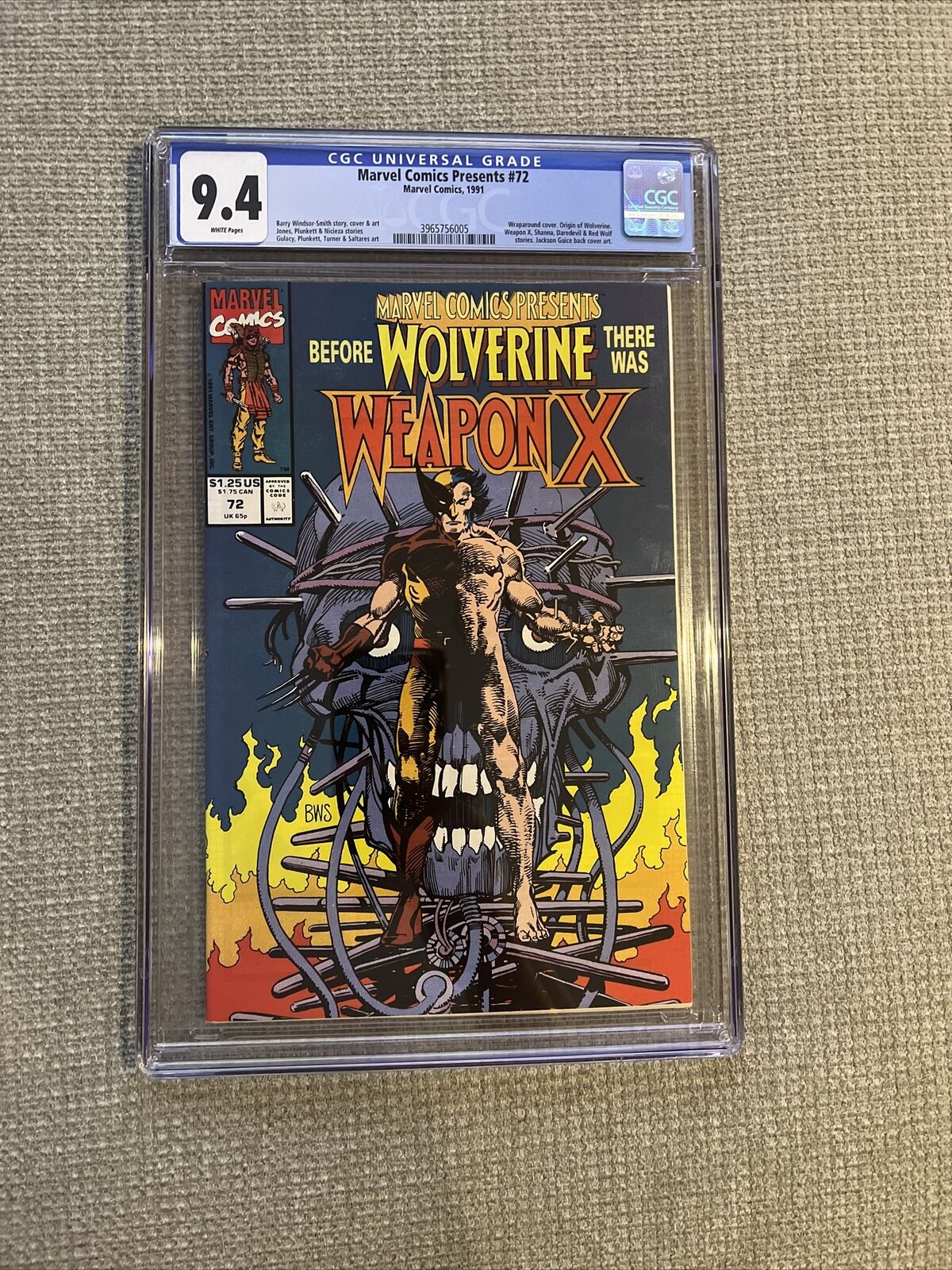 Marvel Comics Presents #72 CGC 9.4 WP; Marvel 1991; Weapon X/Wolverine Origin
