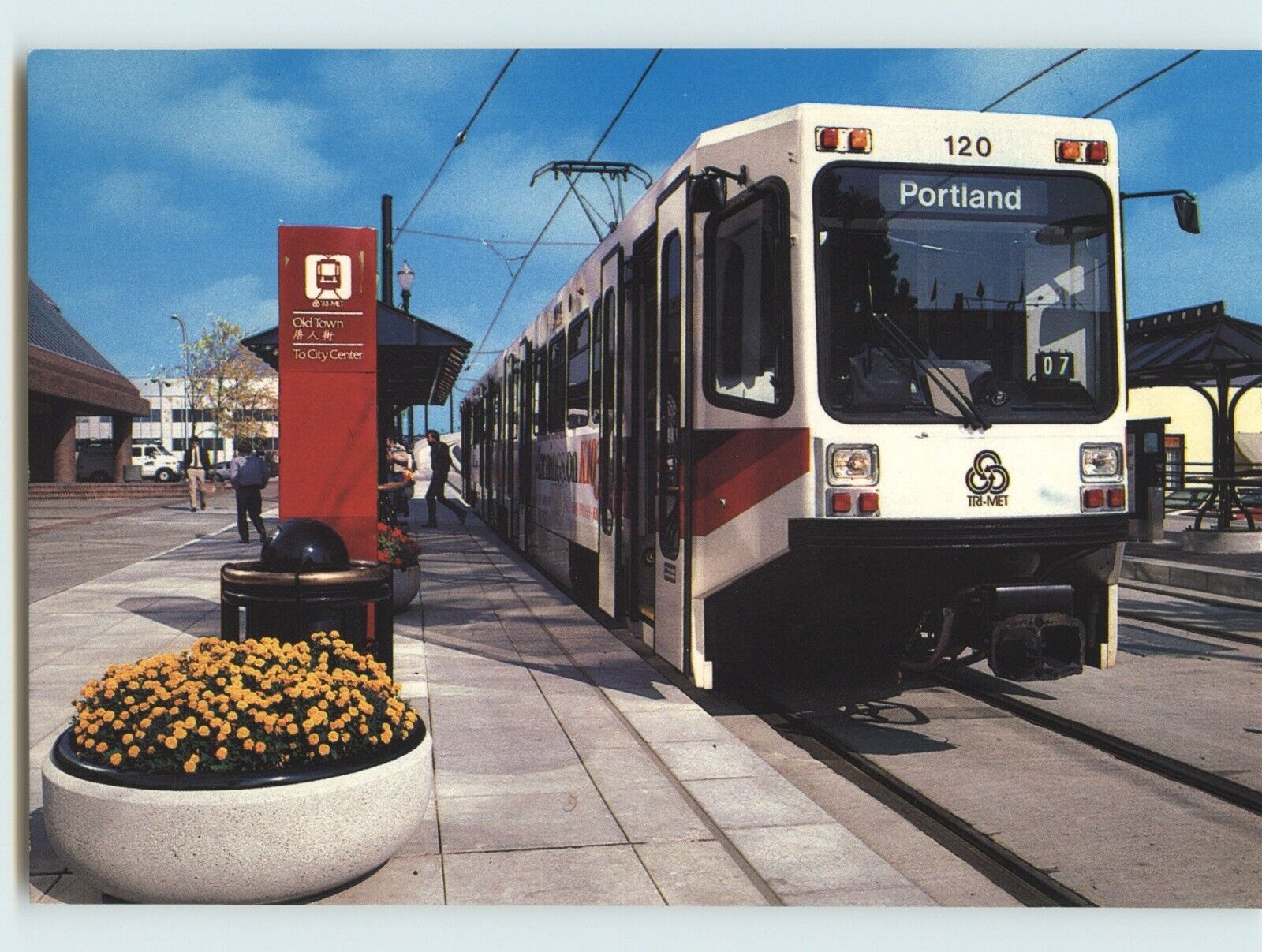 Postcard: Portland, Oregon - Passengers Departing Light Rail Train