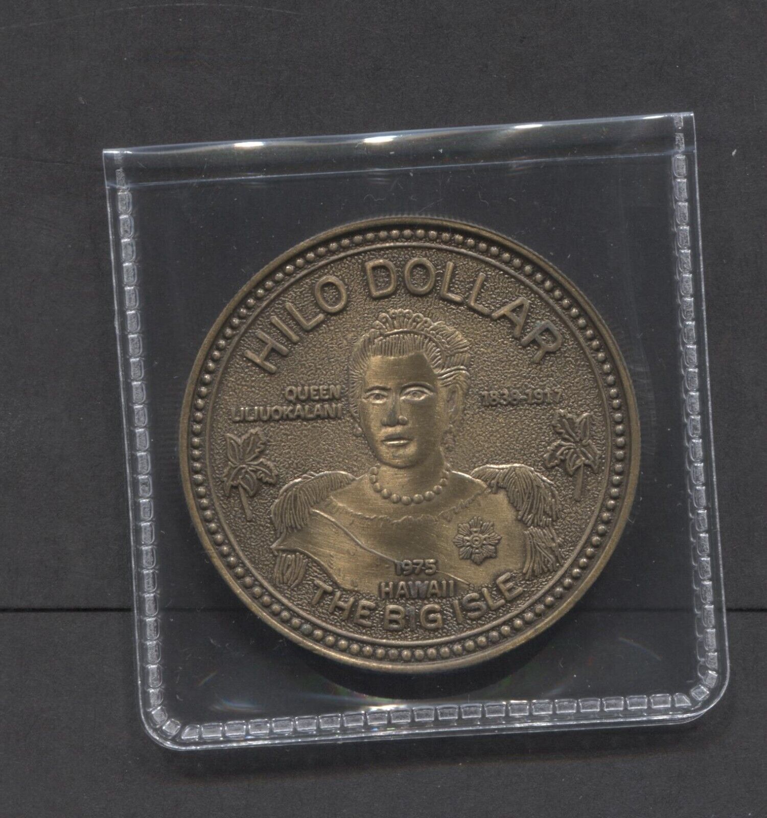 Hawaii Hilo Dollar. The Big Isle. Gilt Bronze. UNC medal