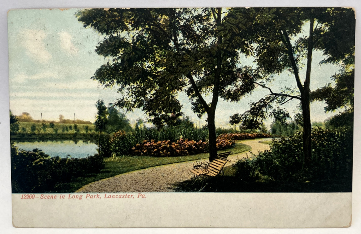 1909 Scene in Long Park, Lancaster PA Pennsylvania Vintage Postcard