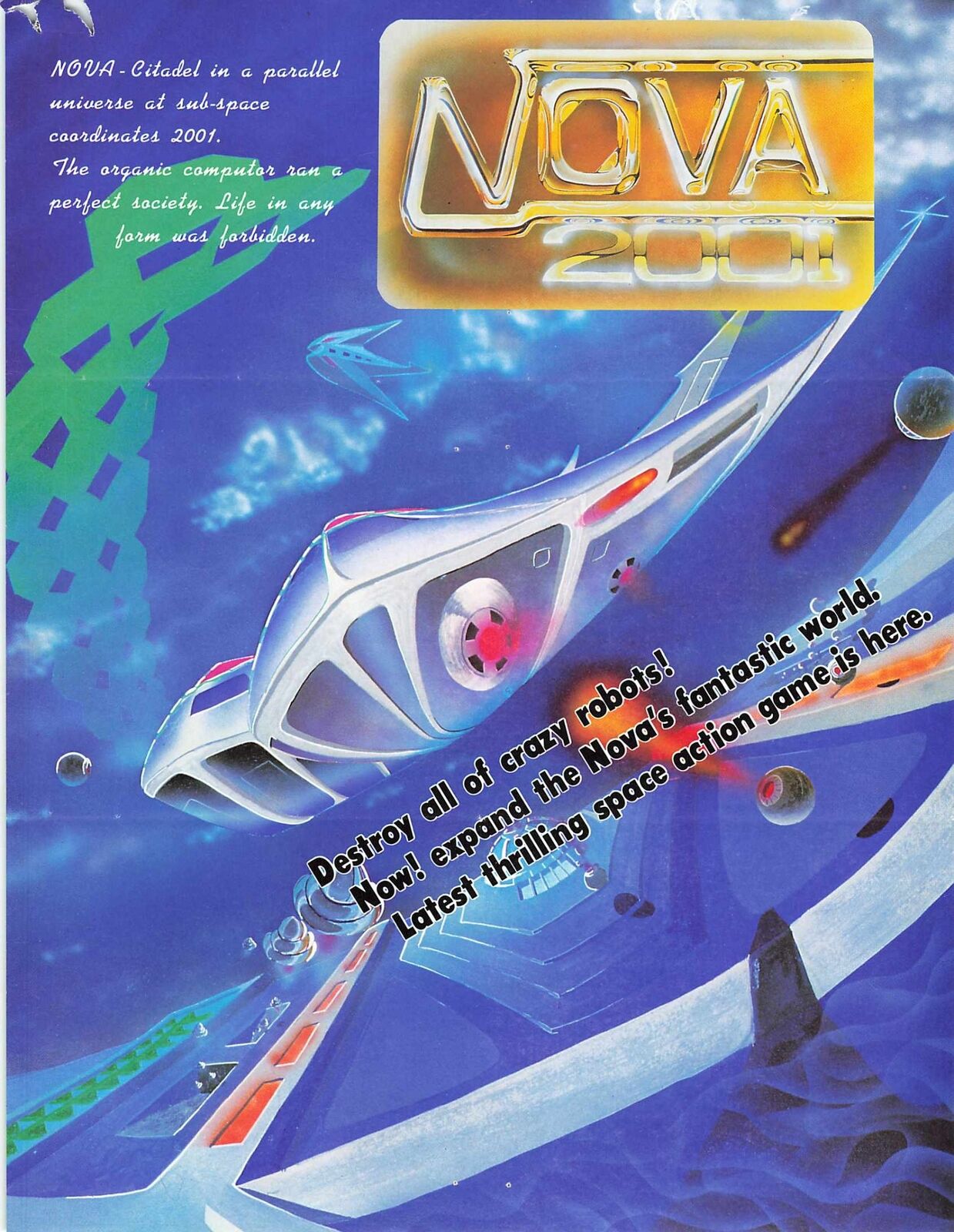 1980s NOVA 2001 Video Game Machine Promo Flyer Rare Arcade Universal USA INC