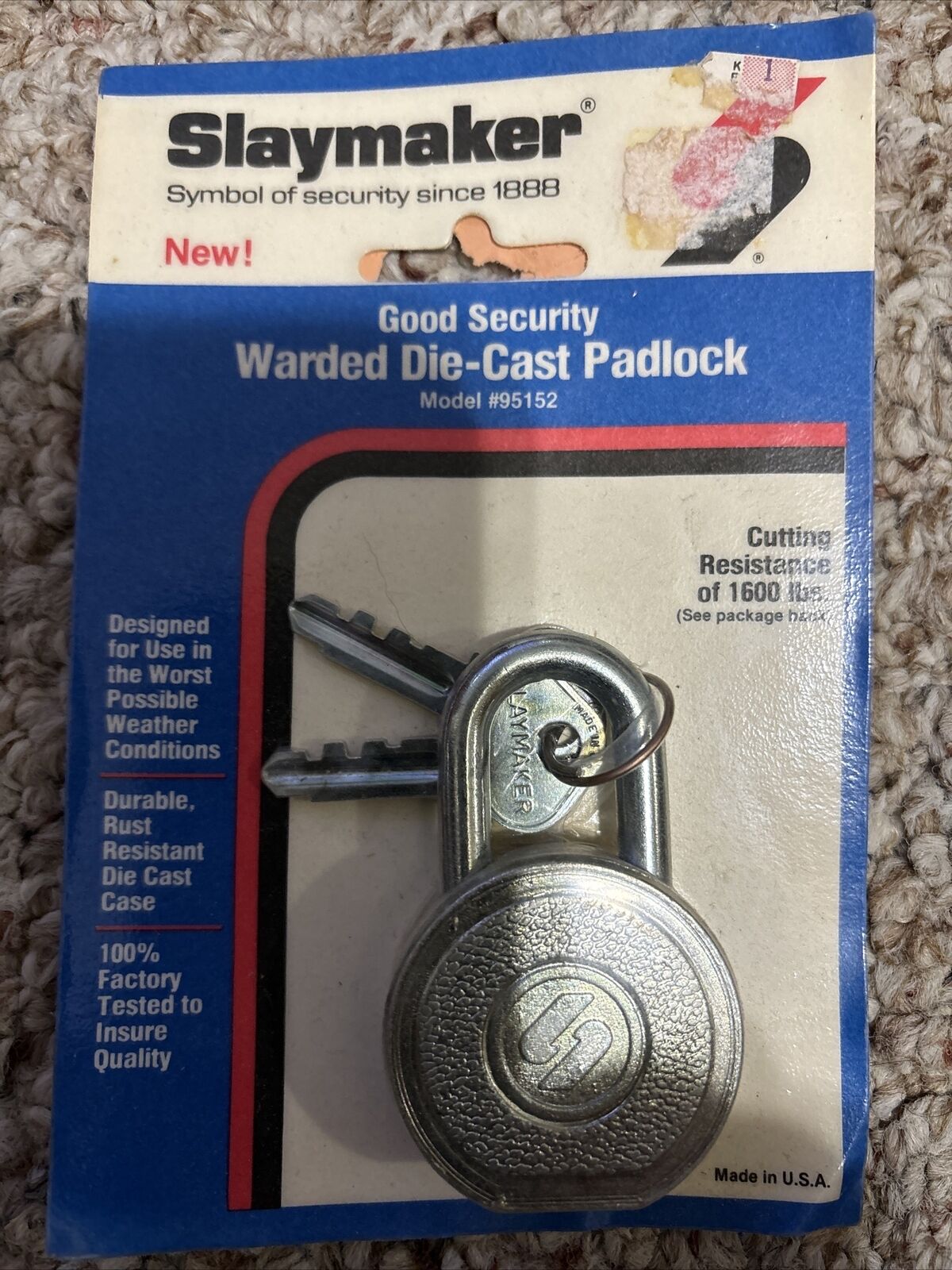 NOS VINTAGE - SLAYMAKER - Lock Company - Padlock with Key - Lancaster PA USA