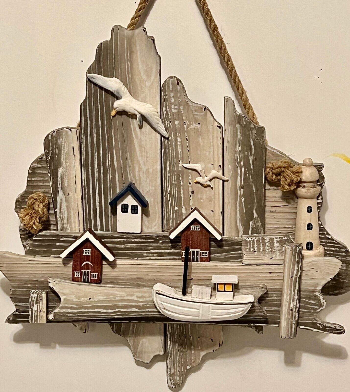 The Lighthouse and Fishing Dock 3-D Wall Plaque 15\'\' X 15\'\'