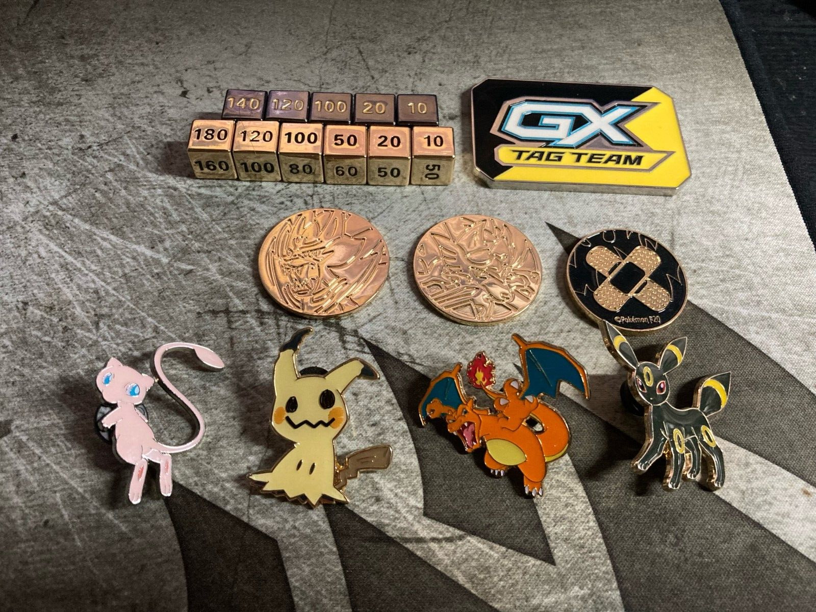 Lot of Metal Pokemon Dice, Coins, Counter, and Pins