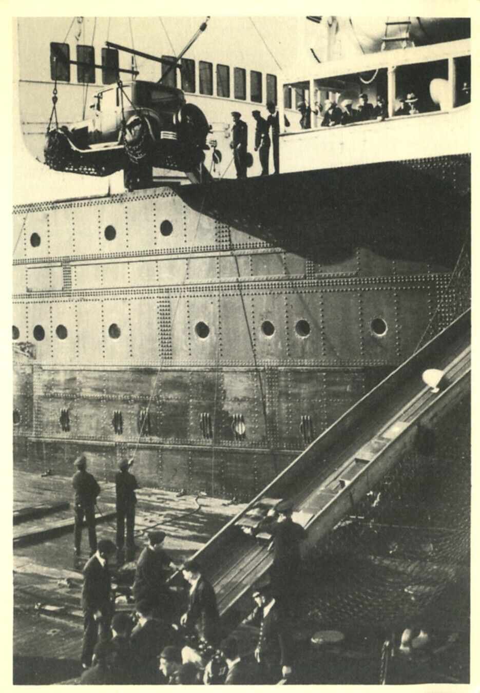 Landing Motorcar Shipping in the Mersey 1930s Liverpool England Reprint Postcard