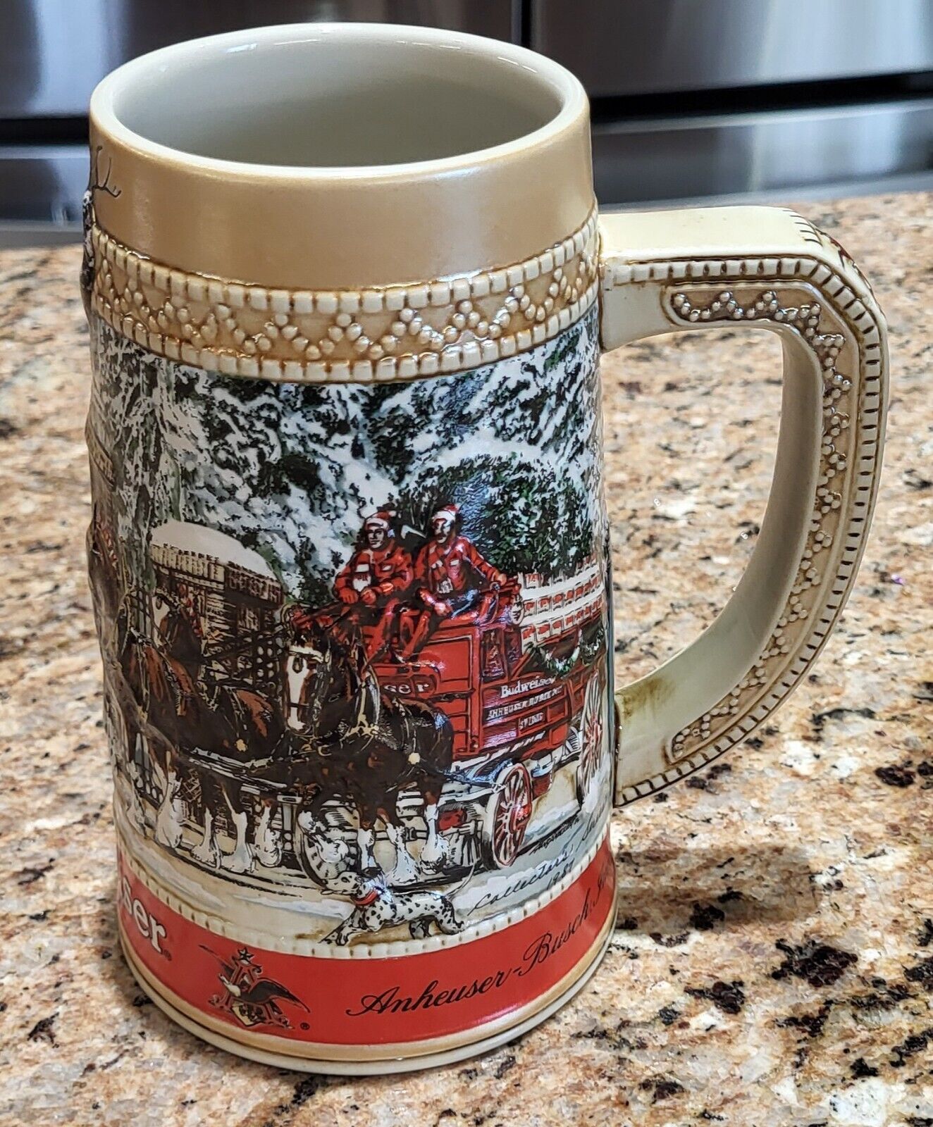 1987 Budweiser Clydesdale Collector Holiday Beer Stein \