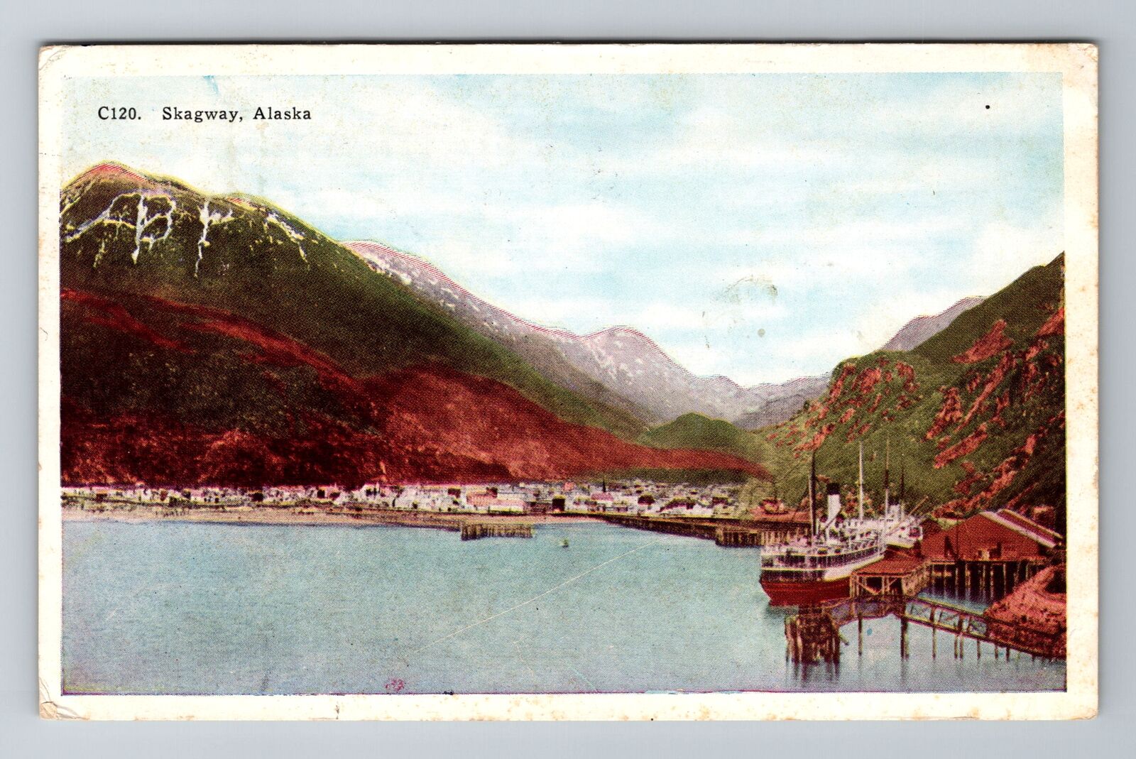 Skagway, AK-Alaska, Scenic View Of City, Harbor Antique, Vintage Postcard