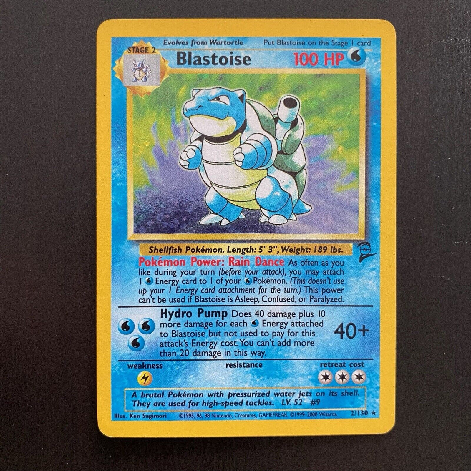 BLASTOISE 2/130 | LP | Base Set 2 | Holo WOTC Pokémon Card
