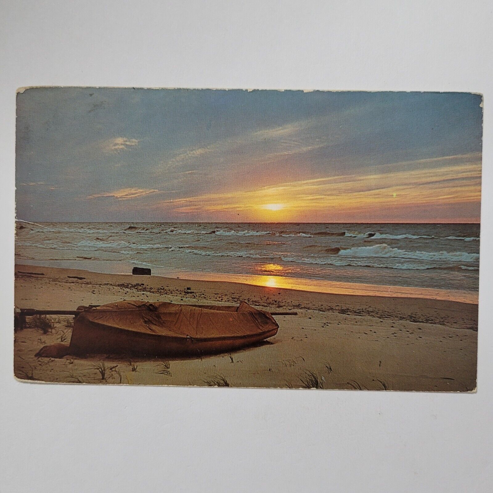 Indiana Dunes Chesterton State Park Sunset Lake Michigan Vintage Chrome Postcard