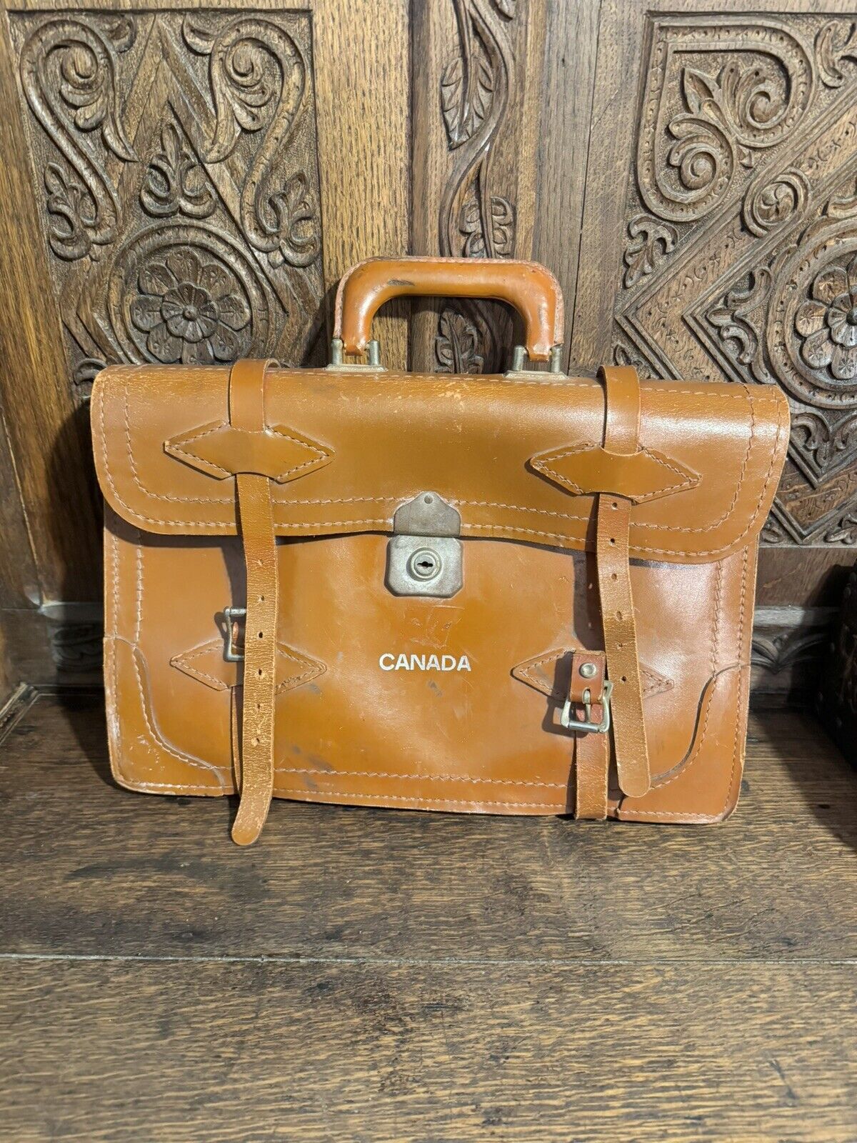 Vintage Canadian Army Leather Briefcase