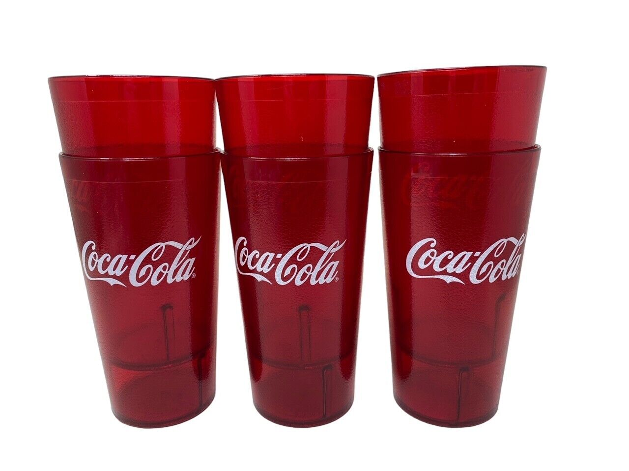 Coca-Cola Cups Red Plastic Tumbler 32-Oz Restaurant Grade, Carlisle, Set of 6